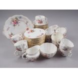 A Royal Crown Derby bone china "Derby Posies" pattern part tea service for twelve (four cups