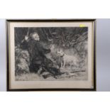 Briton Riviere: two late 19th century etchings, figures with dogs, in Hogarth frames