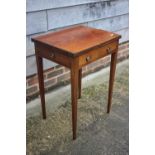 A late 19th century mahogany and inlaid flap top patience table, fitted one drawer with faux