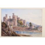 English 19th century school, 1873: watercolour view of Conway Castle, 6 1/2" x 9 3/4", unframed