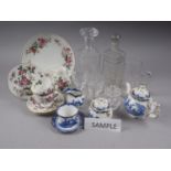 A Doulton Burslem blue and white pattern teaset for two, a Wedgwood "Charnwood" pattern part teaset,