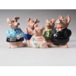 Five Wade NatWest piggy banks, tallest 7" high