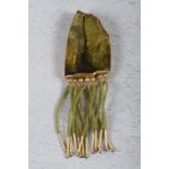 A labradorite crystal and gilt metal brooch, 4 1/4" long overall