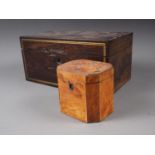 A tortoiseshell octagonal single-section tea caddy, 4 1/2" wide x 4" high, and a rosewood and brass