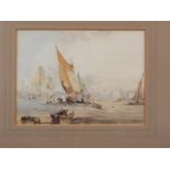 M Wilcox, May 1878: watercolours, Thames at Greenwich, 6 1/2" x 9", in oak strip frame