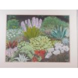 Keith Viney (Keef): pastels, "Garden at Great Dixter, Kent", 17 1/2" x 23 1/2", in painted frame