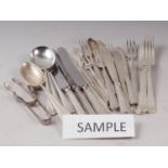 A silver plated "Harley" pattern table canteen, a Louis XVI, design table service and other flatware