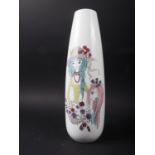 A 1960s German porcelain vase with figure decoration, 13 1/2" high