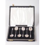A set of six silver apostle spoons, in case