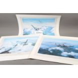 A collection of signed colour prints, WWII fighters and bombers, including Hurricane, signed Wing