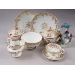 A pair of 19th century bone china sauce tureens (restored), a Ridgeways type cabinet cup and