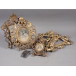 Five 19th century gilt brass open scrollwork frames, various