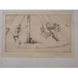 Eileen A Soper: etching, "The Giants Strides", 1921 blind stamp