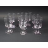 A set of seven 19th century glass goblets and a smaller similar wine