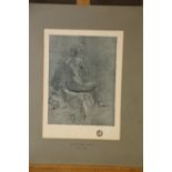 A H Scott: a signed hand-coloured etching, "Waiting for Love" mounted, two prints after Chagall