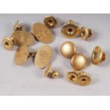 A pair of 18ct gold cufflinks and a quantity of other 18ct gold collar studs, 18.6g approx
