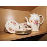 A Derby "Posies" pattern part tea and coffee service for four with coffee pot