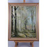 Douglas H Chaffey, oil on canvas, woodland scene, 19 1/2" x 15 1/2", in strip frame