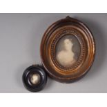 A portrait miniature, inscribed verso Lady Banks, 6cm x 4.5cm, and a smaller portrait miniature,