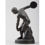 A grand tour patinated bronze figure of the discus thrower after Myron, 5 1/4" high