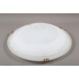 A pair of modern marble glass ceiling light bowls with gilt metal fittings, 20" dia