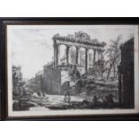 G B Piranesi: an 18th century engraving, "Veduta del Tempio detto della Concordia", plate mark and