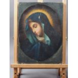 After Carlo Dolli: oil on canvas, "Mater Dolorosa", 13" x 9 1/2", unframed