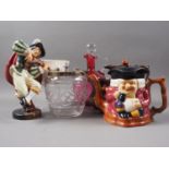 A Royal Doulton figure, "The Fiddler" HN2171, 8 3/4" high, a Staffordshire Toby teapot, a