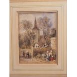 David Cox Snr: watercolours, "St Martins Old Church Boulogne" (insc verso), 4 3/4" x 3 1/2", in wash