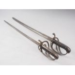 A near pair of 19th century short sabres, one by Reeves, blade 23" long, the other Robert Mole &