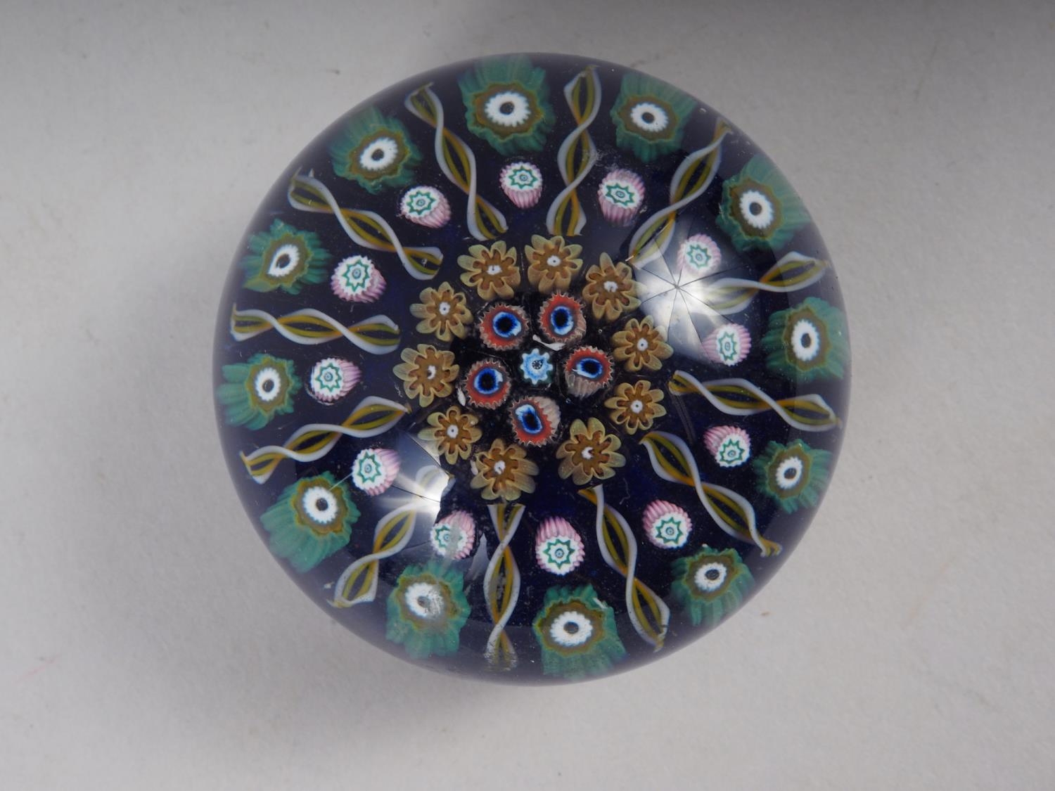 A Strathearn type star shape paperweight with radiant canes, 3" wide, and a similar paperweight, 2 - Image 6 of 6