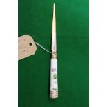 A Danish sterling silver gilt letter opener with Royal Copenhagen porcelain Flora Danica handle