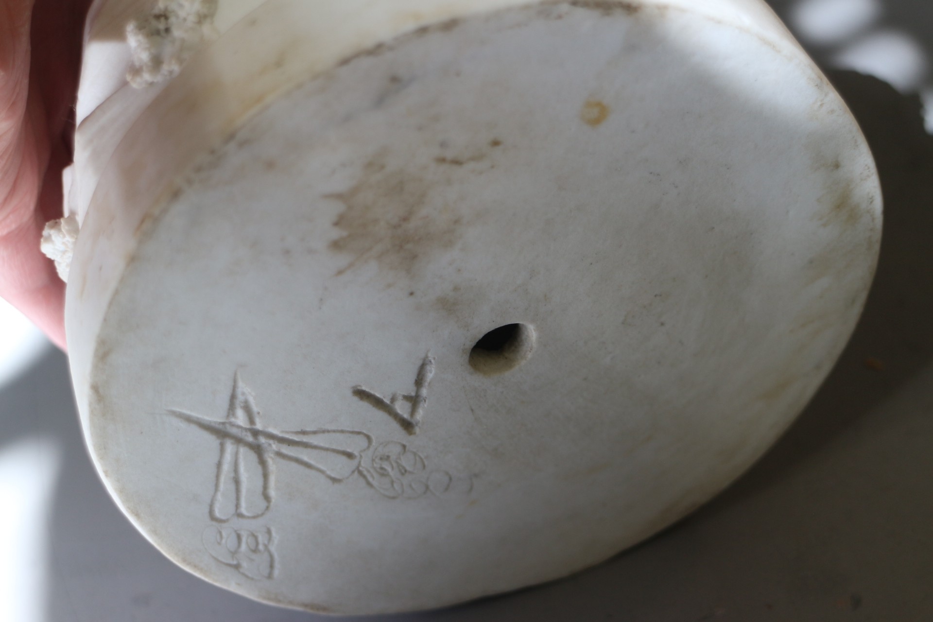 A late 18th century French bisque porcelain table centre, figures round a tree, on circular base, - Image 4 of 4