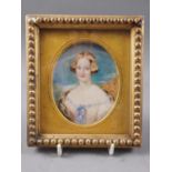 Hugh Ross: an early Victorian portrait miniature, unknown woman, 3 1/2" x 3", in gilt mount and