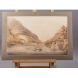 Nicholas Pocock: watercolours, Continental lake scene, 11" x 17 1/2", mounted