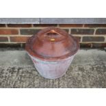 A 19th century terracotta bread bin and cover, 16" dia