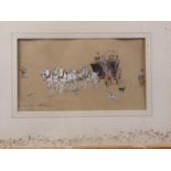 A des C: a late 19th century watercolour and bodycolour sketch of a carriage, "To the Hussy on the