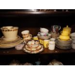 A Balmoral china trio, a pair of Meissen teacups and saucers, decorated with flowers, a Crown