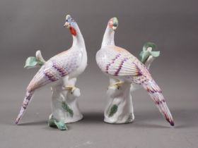 A pair of Royal Crown Staffordshire models of exotic birds, by M Doubell Miller, 8 1/2" high (
