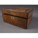 A walnut and line inlaid writing box, 11 1/2" wide x 6" high