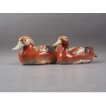 Two Chinese Imari style model ducks, 14" long x 6" high