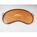 An Edwardian walnut shaped two-handled tray, 26" wide