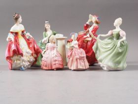 Six Royal Doulton bone china figures, including "Secret Thoughts"