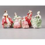 Six Royal Doulton bone china figures, including "Secret Thoughts"