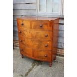 A 19th century figured mahogany bowfront chest of two short and three long graduated drawers, 39 1/