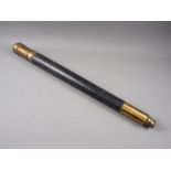 A 19th century brass single-draw telescope with leather outer case and dust cover, 38" long overall