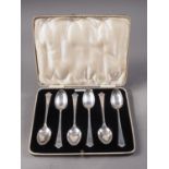 A cased set of six silver teaspoons, 3.9oz troy approx