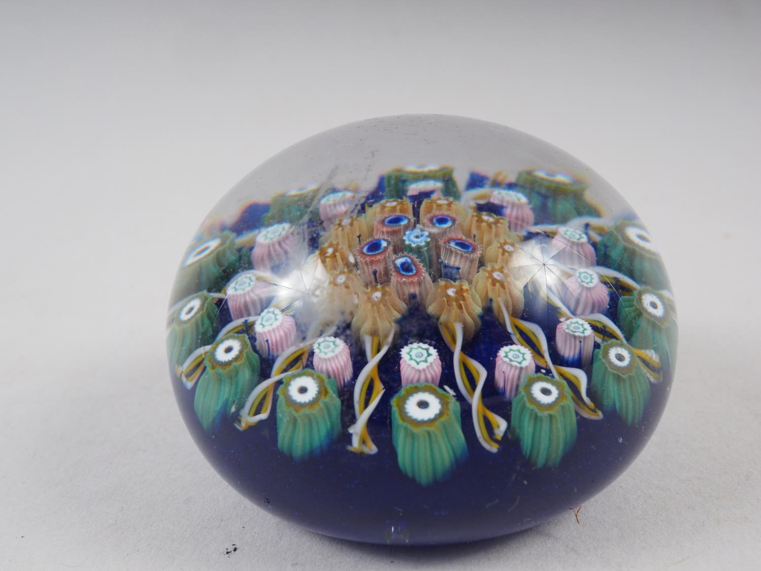 A Strathearn type star shape paperweight with radiant canes, 3" wide, and a similar paperweight, 2 - Image 3 of 6