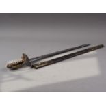 An officer's 19th century naval sword with bronze grip, by Moore & Hayes St James Street London, and