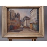 Cenoir?: an oil panel, Parisian street scene, 10" x 13", in painted frame, and an oil on canvas,